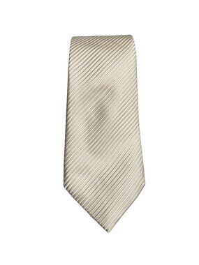 David Donahue Ivory Striped 100% Silk Necktie Handmade In USA Woven In England